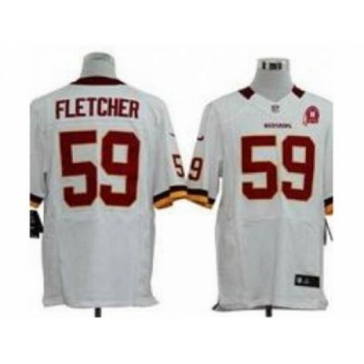 Nike Washington Redskins 59 London Fletcher white Elite 80TH Patch NFL Jersey