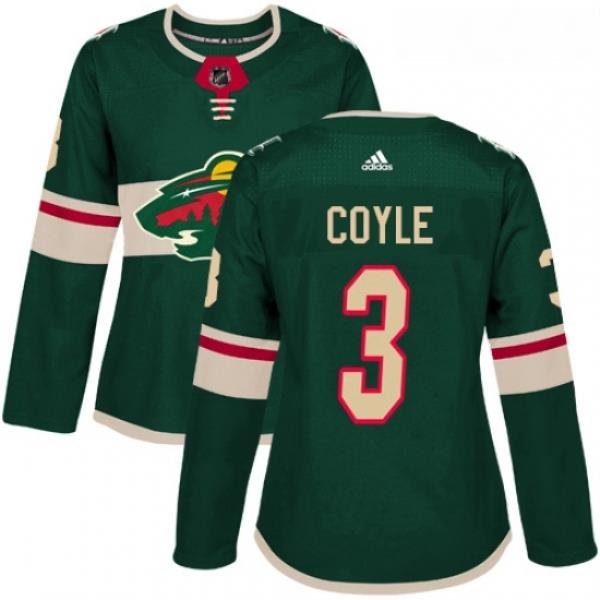 Womens Adidas Minnesota Wild 3 Charlie Coyle Authentic Green Home NHL Jersey