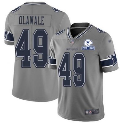 Nike Cowboys 49 Jamize Olawale Gray Men Stitched With Established In 1960 Patch NFL Limited Inverted Legend Jersey