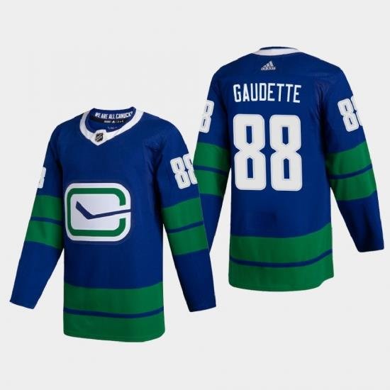 Vancouver Canucks 88 Adam Gaudette Men Adidas 2020 21 Authentic Player Alternate Stitched NHL Jersey Blue