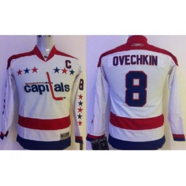 Kids Washington Capitals 8 Alex Ovechkin White Jerseys