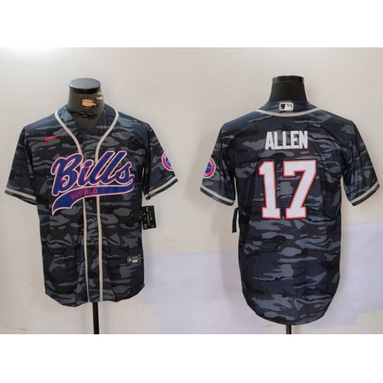 Men Buffalo Bills 17 Josh Allen Camo Team Cool Base Stitched Baseball Jersey 2