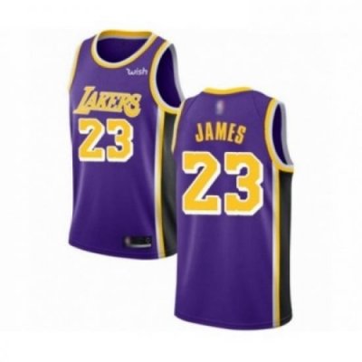 Mens Los Angeles Lakers 23 LeBron James Authentic Purple Basketball Jerseys Statement Editi