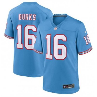 Men Tennessee Titans 16 Treylon Burks Light Blue Throwback Player Stitched Game Jersey