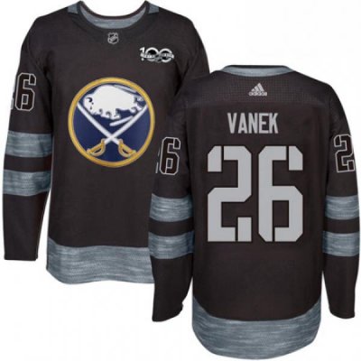 Mens Adidas Buffalo Sabres 26 Thomas Vanek Authentic Black 1917 2017 100th Anniversary NHL Jersey