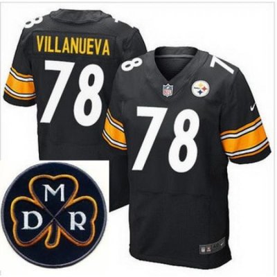 Men's Nike Pittsburgh Steelers #78 Alejandro Villanueva Black Team Color Stitched NFL Elite MDR Dan Rooney Patch Jersey