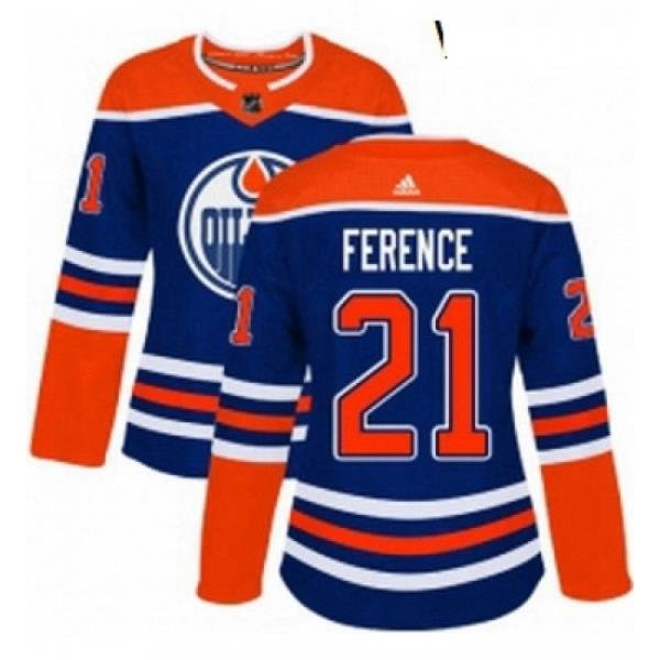 Womens Adidas Edmonton Oilers 21 Andrew Ference Authentic Royal Blue Alternate NHL Jersey