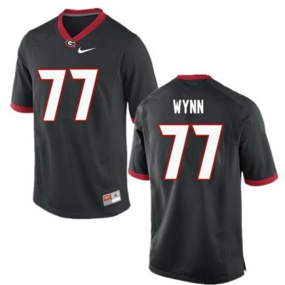 Men Georgia Bulldogs #77 Isaiah Wynn College Football Jerseys-Black