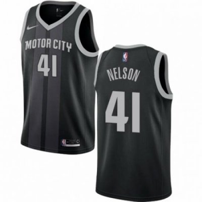 Mens Nike Detroit Pistons 41 Jameer Nelson Swingman Black NBA Jersey City Edition