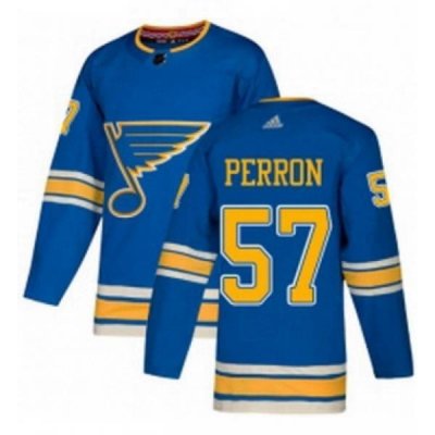 Mens Adidas St Louis Blues 57 David Perron Authentic Navy Blue Alternate NHL Jersey