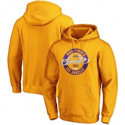 Men Los Angeles Lakers Gold 2020 NBA Finals Champions Zone Laces Pullover Hoodie