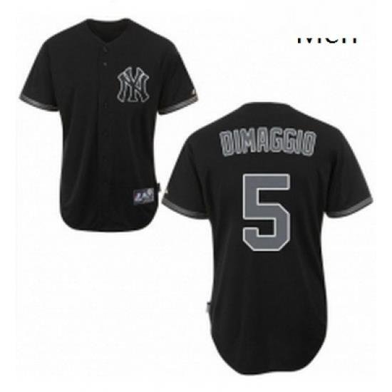 Mens Majestic New York Yankees 5 Joe DiMaggio Replica Black Fashion MLB Jersey