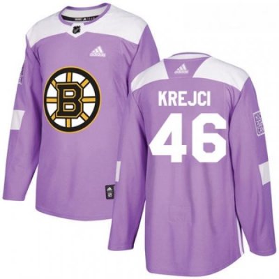 Youth Adidas Boston Bruins 46 David Krejci Authentic Purple Fights Cancer Practice NHL Jersey