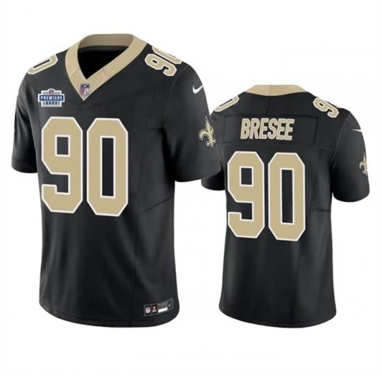 Men New Orleans Saints 90 Bryan Bresee Black 2023 F U S E  With Prem1ere Patch Vapor Untouchable Limited Stitched Football Jersey