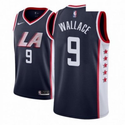 Men NBA 2018 19 Los Angeles Clippers 9 Tyrone Wallace City Edition Navy Jersey