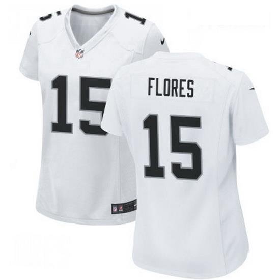 Women Las Vegas Raiders 15 Tom Flores White Limited Jersey