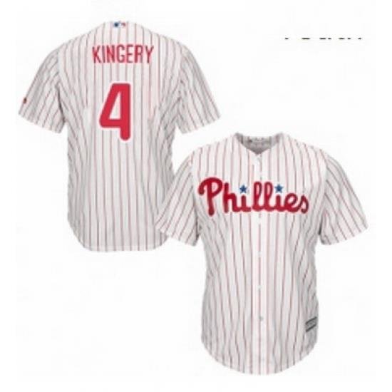 Youth Majestic Philadelphia Phillies 4 Scott Kingery Authentic WhiteRed Strip Home Cool Base MLB Jersey