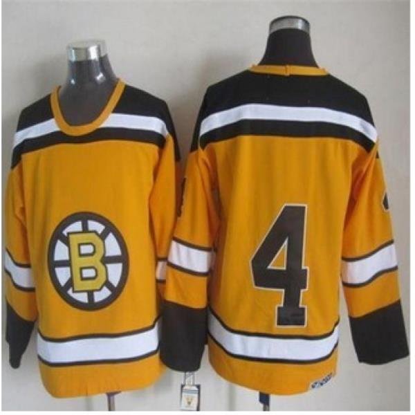 Boston Bruins #4 Bobby Orr Yellow CCM Throwback Stitched NHL Jersey