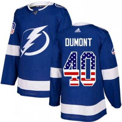 Mens Adidas Tampa Bay Lightning 40 Gabriel Dumont Authentic Blue USA Flag Fashion NHL Jersey