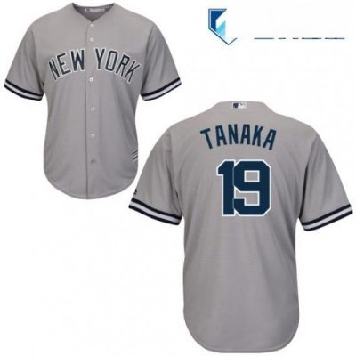 Mens Majestic New York Yankees 19 Masahiro Tanaka Replica Grey Road MLB Jersey