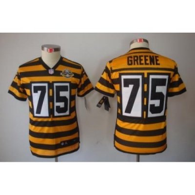 Youth Nike Pittsburgh Steelers 75# Joe Greene YelloW-Black 80th Patch Limited Jerseys