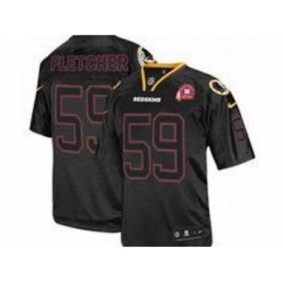 Nike Washington Redskins 59 London Fletcher Black Elite 80TH Patch Lights Out NFL Jersey