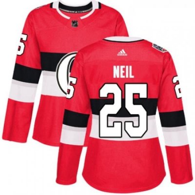 Womens Adidas Ottawa Senators 25 Chris Neil Authentic Red 2017 100 Classic NHL Jersey