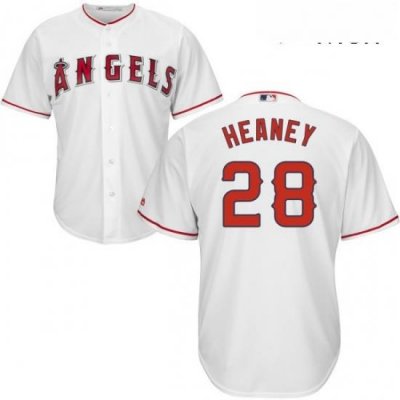 Mens Majestic Los Angeles Angels of Anaheim 28 Andrew Heaney Replica White Home Cool Base MLB Jersey