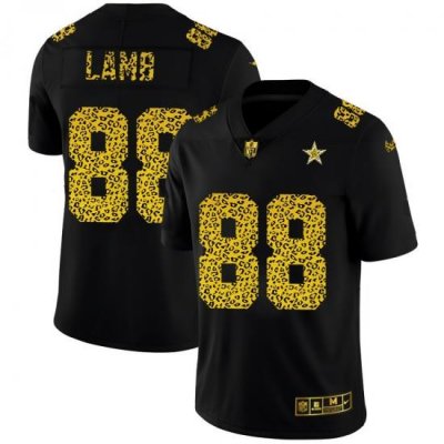 Dallas Cowboys 88 CeeDee Lamb Men Nike Leopard Print Fashion Vapor Limited NFL Jersey Black