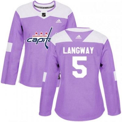 Womens Adidas Washington Capitals 5 Rod Langway Authentic Purple Fights Cancer Practice NHL Jersey