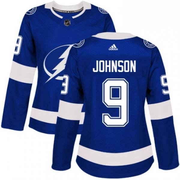 Womens Adidas Tampa Bay Lightning 9 Tyler Johnson Authentic Royal Blue Home NHL Jersey