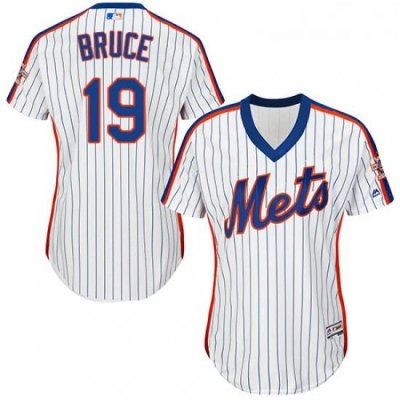 Womens Majestic New York Mets 19 Jay Bruce Replica White Alternate Cool Base MLB Jersey