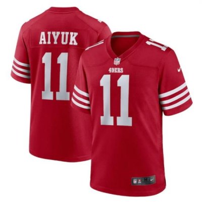 Men San Francisco 49ers 11 Brandon Aiyuk 2022 New Scarlet Stitched Game Jersey