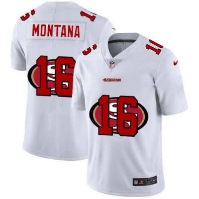 Nike 49ers 16 Joe Montana White Shadow Logo Limited Jersey