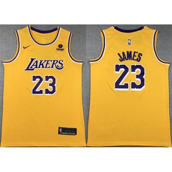 Men Los Angeles Lakers 23 LeBron James Yellow Stitched Basketball Jersey