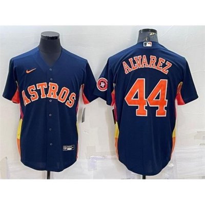 Men Houston Astros 44 Yordan Alvarez Navy With Patch Cool Base Stitched Jersey