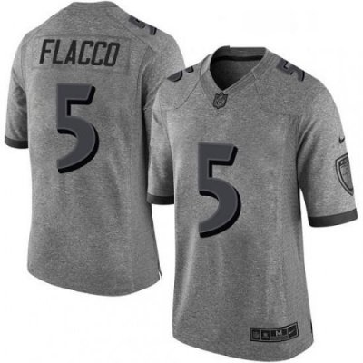 Mens Nike Baltimore Ravens 5 Joe Flacco Limited Gray Gridiron NFL Jersey