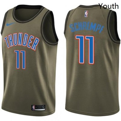 Youth Nike Oklahoma City Thunder 11 Detlef Schrempf Swingman Green Salute to Service NBA Jersey