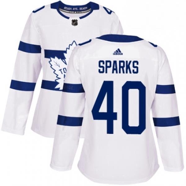 Womens Adidas Toronto Maple Leafs 40 Garret Sparks Authentic White 2018 Stadium Series NHL Jersey