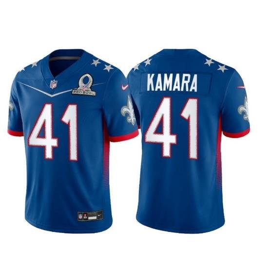 Men 2022 NFL Pro Bowl New Orleans Saints 41 Alvin Kamara NFC Blue Jersey