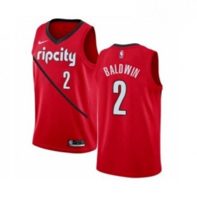 Mens Nike Portland Trail Blazers 2 Wade Baldwin Red Swingman Jersey Earned Edition