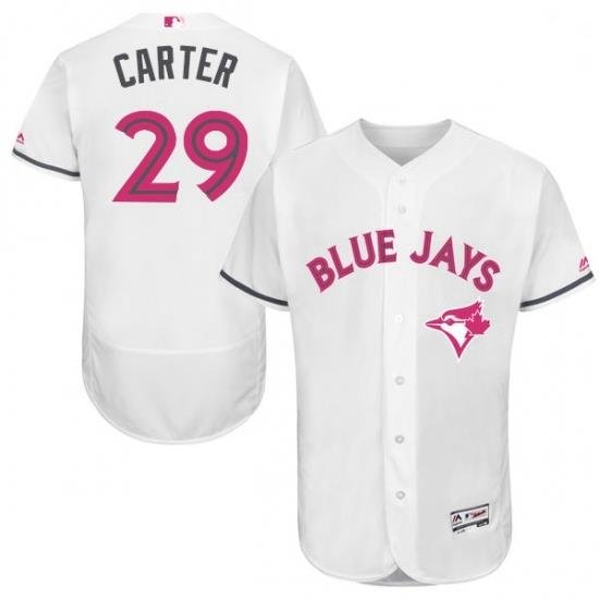 Mens Majestic Toronto Blue Jays 29 Joe Carter Authentic White 2016 Mothers Day Fashion Flex Base MLB Jersey