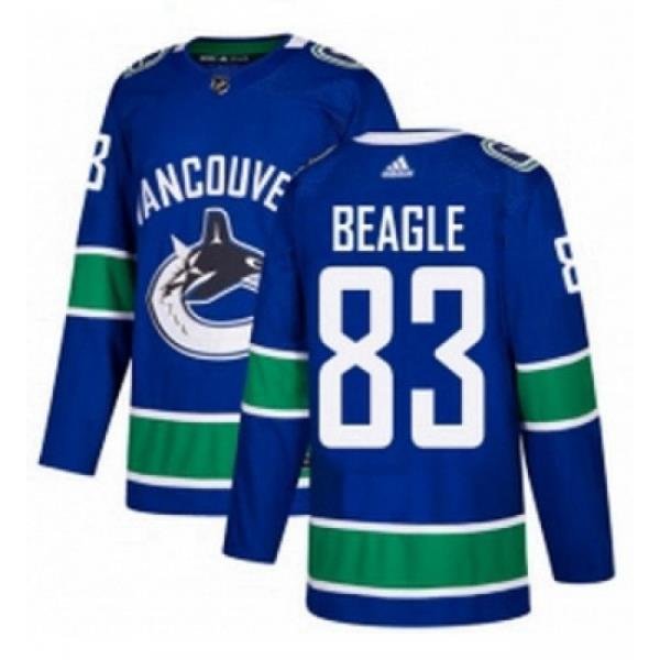 Youth Adidas Vancouver Canucks 83 Jay Beagle Authentic Blue Home NHL Jersey