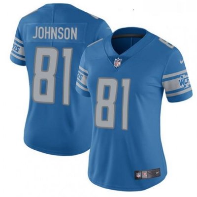 Womens Nike Detroit Lions 81 Calvin Johnson Elite Light Blue Team Color NFL Jersey