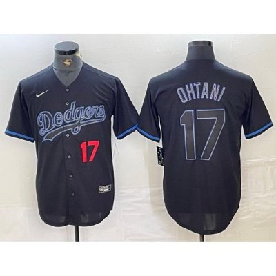 Men Los Angeles Dodgers 17 Shohei Ohtani Black Cool Base Stitched Baseball Jersey 40