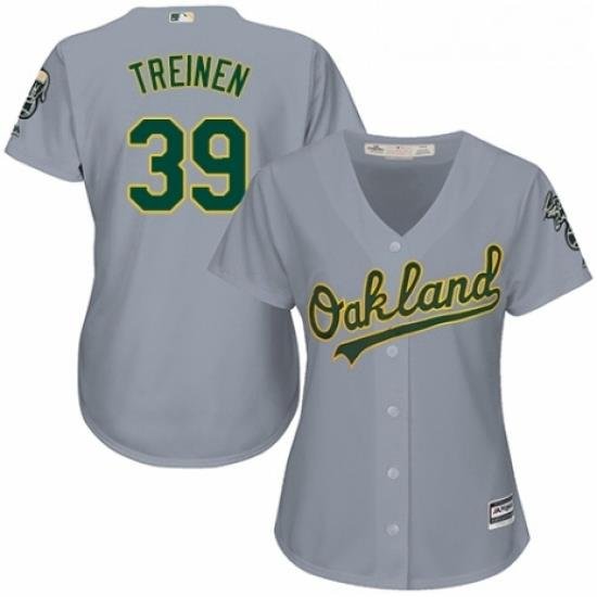 Womens Majestic Oakland Athletics 39 Blake Treinen Replica Grey Road Cool Base MLB Jersey