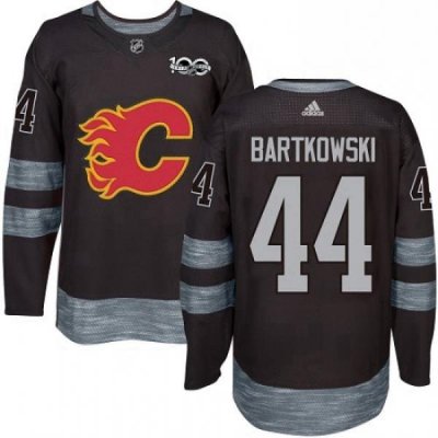 Mens Adidas Calgary Flames 44 Matt Bartkowski Authentic Black 1917 2017 100th Anniversary NHL Jersey