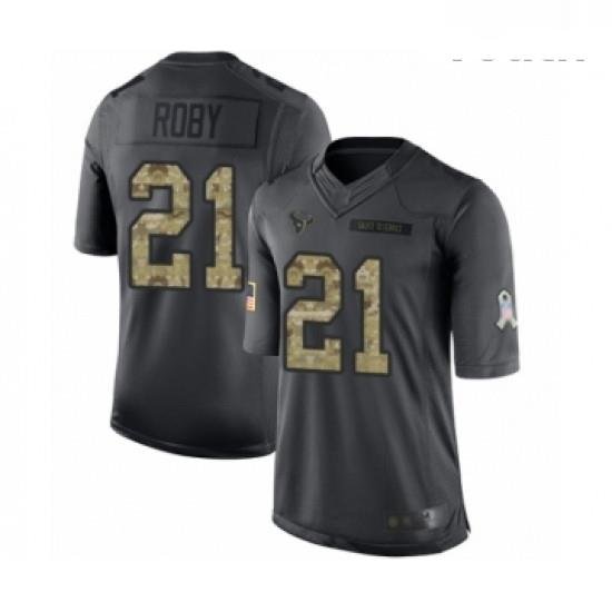 Youth Houston Texans 21 Bradley Roby Limited Black 2016 Salute to Service Football Jersey