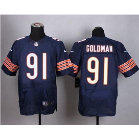 Nike Chicago Bears #91 Eddie Goldman Navy Blue Team Color Mens Stitched NFL Elite Jersey