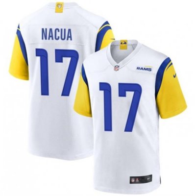 Men Los Angeles Rams 17 Puka Nacua White Stitched Football Game Jersey